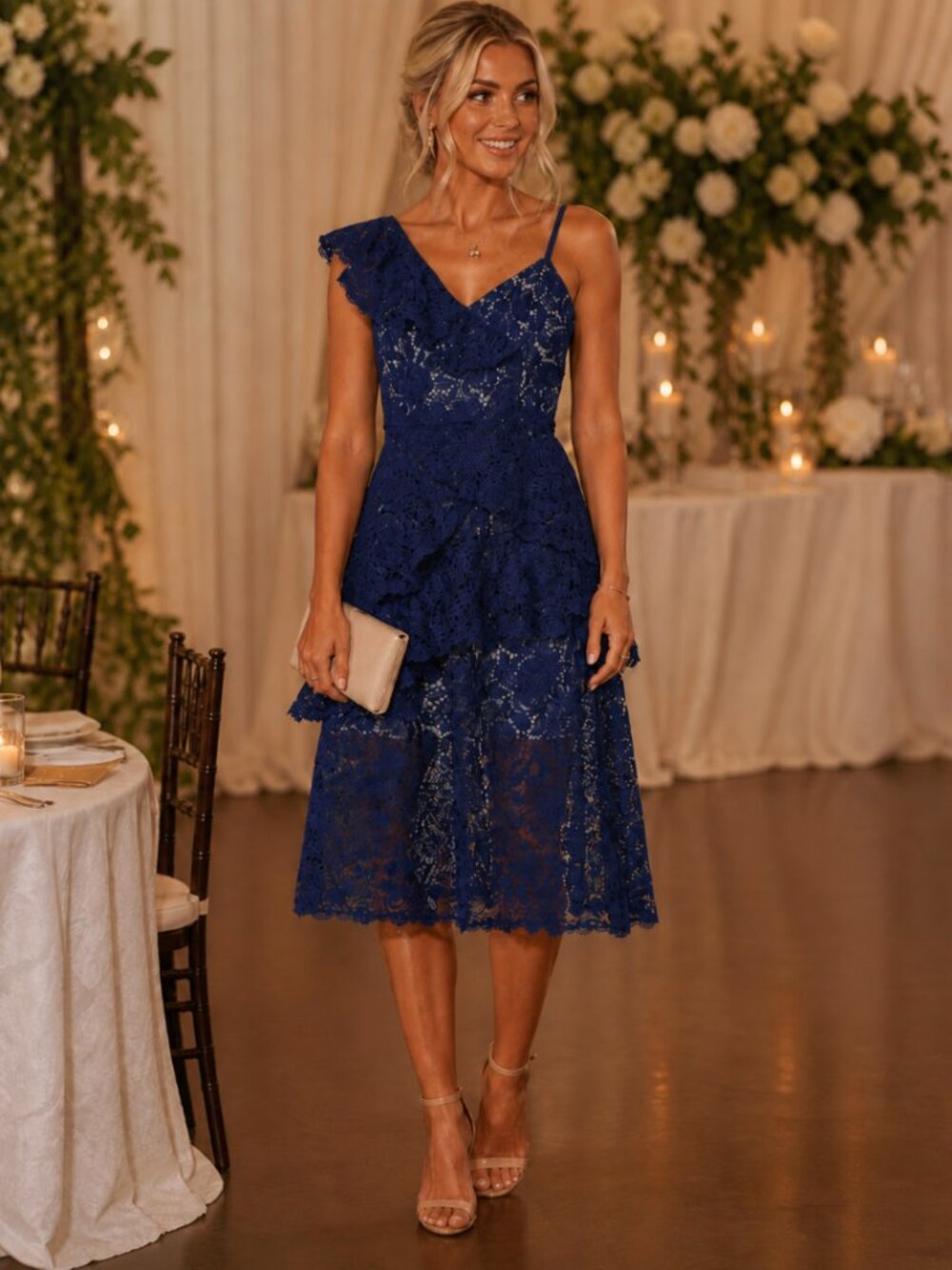 NWT Alice + Olivia Sz 6 Tiered Lace Dress